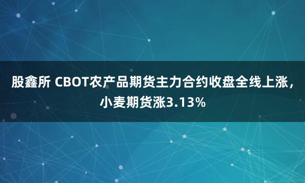 股鑫所 CBOT农产品期货主力合约收盘全线上涨，小麦期货涨3.13%
