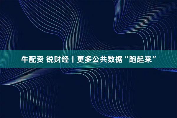 牛配资 锐财经丨更多公共数据“跑起来”